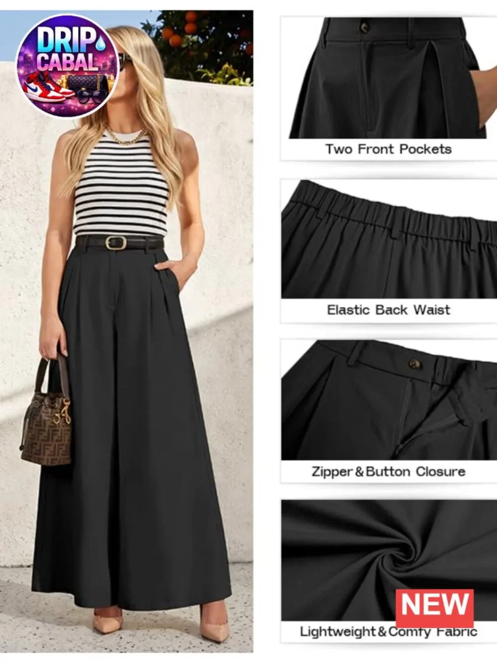 Wide Leg Palazzo Pants High Waisted Work Pants with Pockets